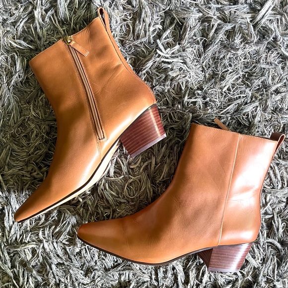 J. Crew Tan Brown Leather Western Boots Burnished Sand Sz 11 NEW WITHOUT BOX! - Picture 4 of 11